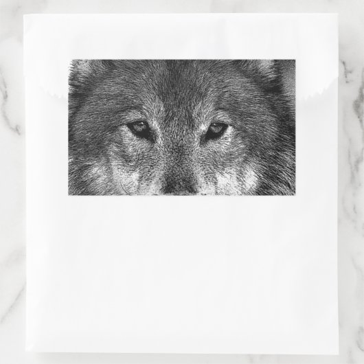 Schwarz-Weiß-Wolf Rechteckiger Aufkleber (Tasche)