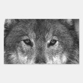 Schwarz-Weiß-Wolf Rechteckiger Aufkleber (Vorderseite)