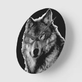 Schwarz-Weiß-Wolf Runde Wanduhr (Winkel)