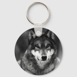 Schwarz-Weiß-Wolf Schlüsselanhänger