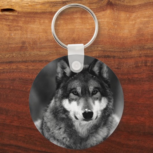 Schwarz-Weiß-Wolf Schlüsselanhänger (Vorderseite)