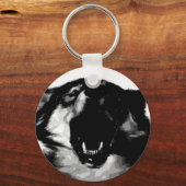 Schwarz-Weiß-Wolf Schlüsselanhänger (Vorderseite)