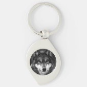 Schwarz-Weiß-Wolf Schlüsselanhänger (Vorderseite)