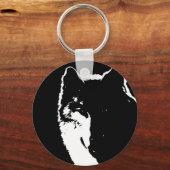 Schwarz-Weiß-Wolf Schlüsselanhänger (Vorderseite)