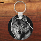 Schwarz-Weiß-Wolf Schlüsselanhänger (Vorderseite)