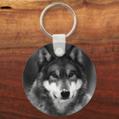 Schwarz-Weiß-Wolf Schlüsselanhänger (Vorderseite)