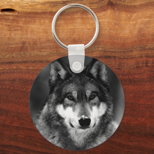 Schwarz-Weiß-Wolf Schlüsselanhänger (Vorderseite)