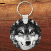 Schwarz-Weiß-Wolf Schlüsselanhänger (Vorderseite)