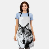 Schwarz-Weiß-Wolf Schürze (Getragen)