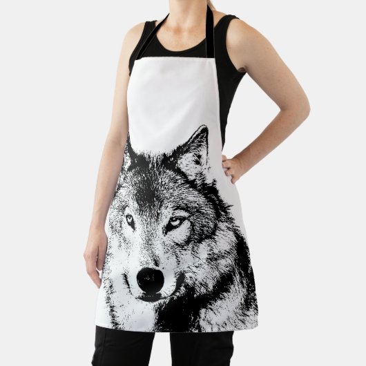 Schwarz-Weiß-Wolf Schürze (InSitu)