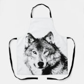 Schwarz-Weiß-Wolf Schürze (Vorderseite)