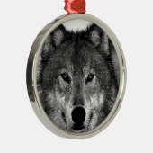 Schwarz-Weiß-Wolf Silbernes Ornament (Rechts)