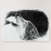 Schwarz-Weiß-Wolf-Sketch-Kunst, Dichtung und Musik Puzzle (Horizontal)