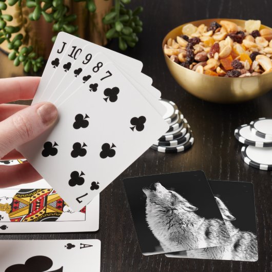 Schwarz-Weiß-Wolf Spielkarten (In Situ)