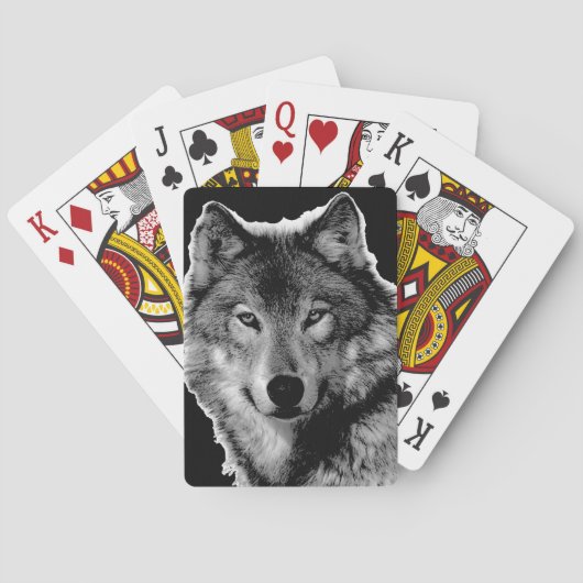 Schwarz-Weiß-Wolf Spielkarten (Rückseite)