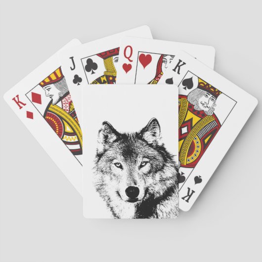 Schwarz-Weiß-Wolf Spielkarten (Rückseite)