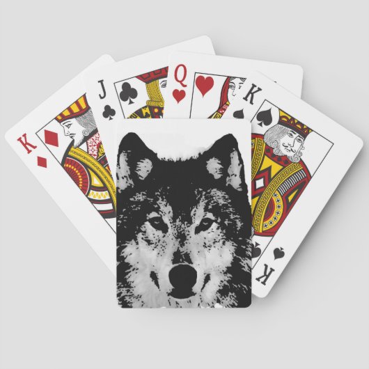 Schwarz-Weiß-Wolf Spielkarten (Rückseite)