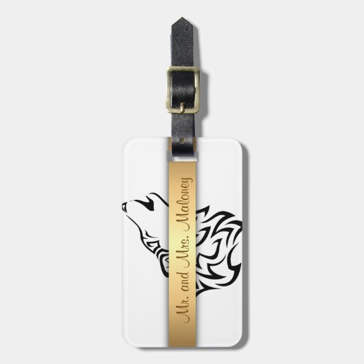 Schwarz-Weiß-Wolf-Stamm Gepäckanhänger (Vorderseite vertikal)