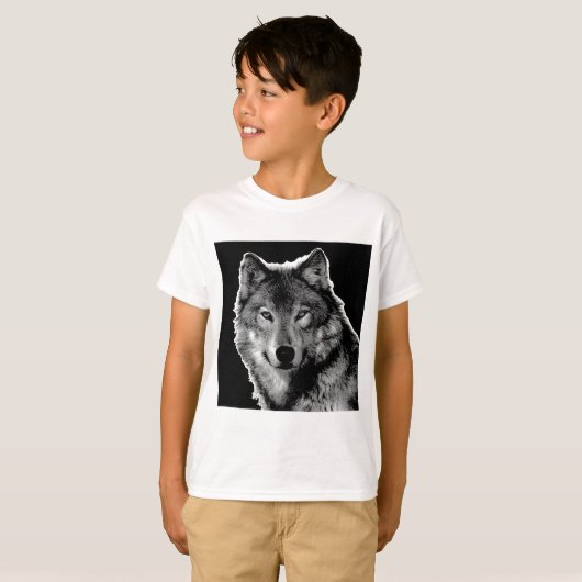 Schwarz-Weiß-Wolf T-Shirt (Vorne ganz)