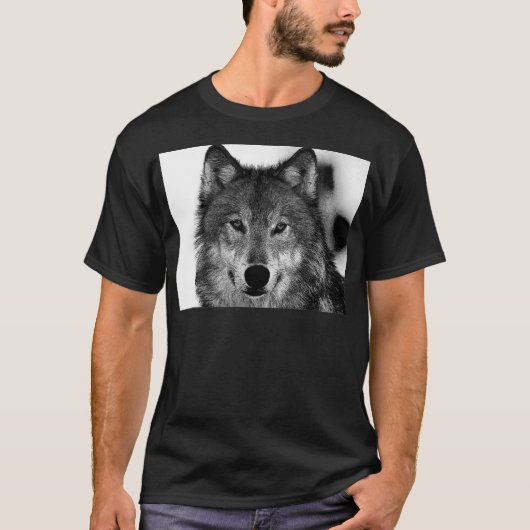 Schwarz-Weiß-Wolf T-Shirt (Vorderseite)