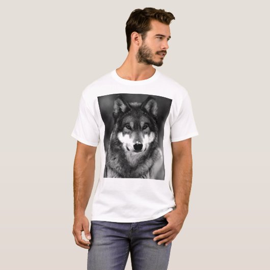 Schwarz-Weiß-Wolf T-Shirt (Vorne ganz)