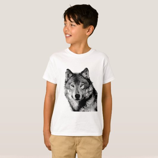 Schwarz-Weiß-Wolf T-Shirt (Vorne ganz)