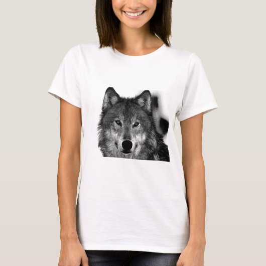 Schwarz-Weiß-Wolf T-Shirt (Vorderseite)