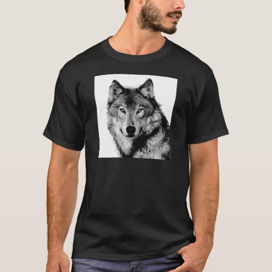 Schwarz-Weiß-Wolf T-Shirt (Vorderseite)