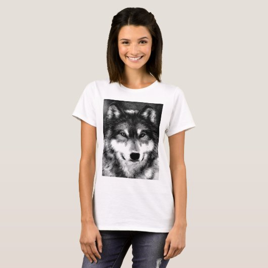 Schwarz-Weiß-Wolf T-Shirt (Vorne ganz)