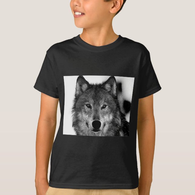 Schwarz-Weiß-Wolf T-Shirt (Vorderseite)