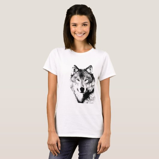 Schwarz-Weiß-Wolf T-Shirt (Vorne ganz)