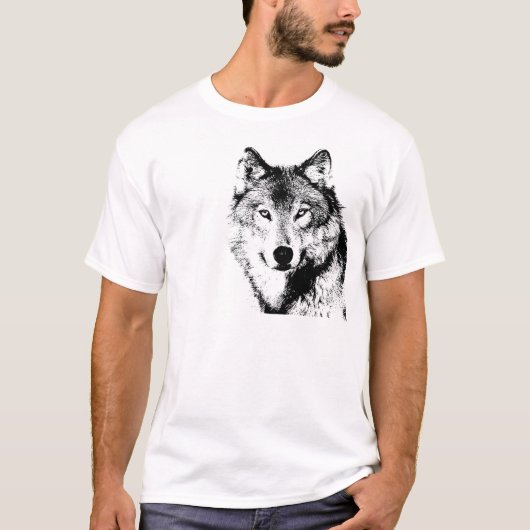 Schwarz-Weiß-Wolf T-Shirt (Vorderseite)