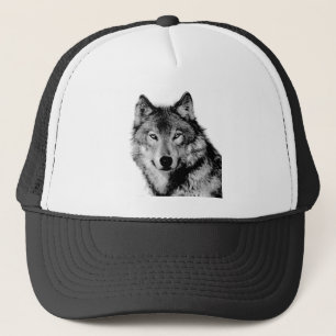 Schwarz-Weiß-Wolf Truckerkappe