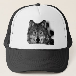 Schwarz-Weiß-Wolf Truckerkappe