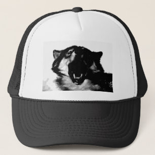 Schwarz-Weiß-Wolf Truckerkappe