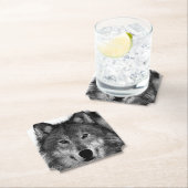 Schwarz-Weiß-Wolf Untersetzer (Vor Ort)