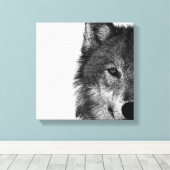 Schwarz-Weiß-Wolfauge-Kunstwerk Leinwanddruck (Insitu (Holzboden))