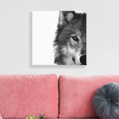 Schwarz-Weiß-Wolfauge-Kunstwerk Leinwanddruck (Insitu (Wohnzimmer))