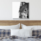 Schwarz-Weiß-Wolfauge-Kunstwerk Leinwanddruck (Insitu (Schlafzimmer))