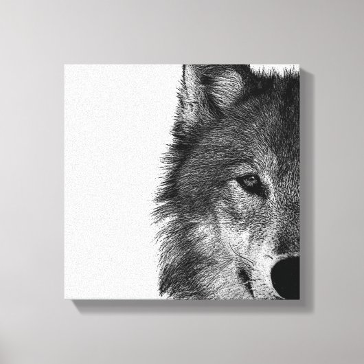 Schwarz-Weiß-Wolfauge-Kunstwerk Leinwanddruck (Vorderseite)