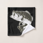 Schwarz-Weiß-Wolfsbarsch Sportler Badhandtuch Set (Waschlappen)