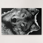 Schwarz-Weiß-Wolfswerk Tierart Puzzle (Horizontal)