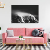 Schwarz-Weiß-Wolken mit langer Exposition über den Leinwanddruck (Insitu (Wohnzimmer))