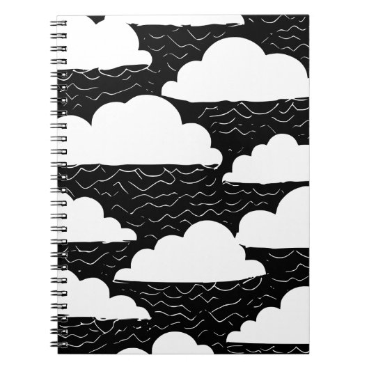 Schwarz-Weiß-Wolkenmuster-Notizbuch Notizblock (Vorderseite)