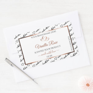 Schwarz-weiß Word Art Product Label Rose Gold Herz Rechteckiger Aufkleber