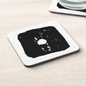 Schwarz-Weiß-Würfel #1 Rustikale Linocut Getränkeuntersetzer (Linke Seite)