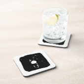 Schwarz-Weiß-Würfel #1 Rustikale Linocut Getränkeuntersetzer (Rechte Seite)