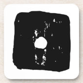 Schwarz-Weiß-Würfel #1 Rustikale Linocut Getränkeuntersetzer (Vorderseite)