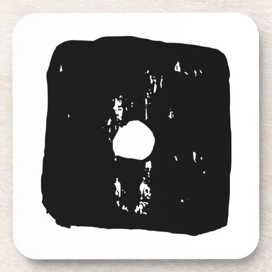 Schwarz-Weiß-Würfel #1 Rustikale Linocut Getränkeuntersetzer (Vorderseite)