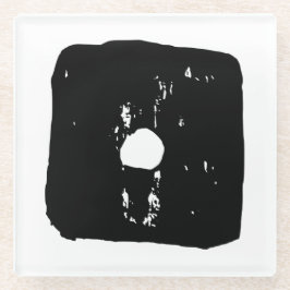 Schwarz-Weiß-Würfel #1 Rustikale Linocut Glasuntersetzer